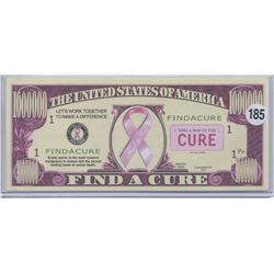 Find A Cure Cancer One Million Dollar Novelty Note
