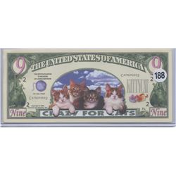 Crazy For Cats 9 Dollar Novelty Note