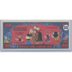 Popeye The Sailor Man One Million Dollar Novelty Note