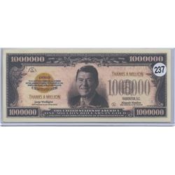 Ronald Reagan Gold Certificate One Million Dollar Note