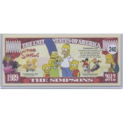 The Simpsons 1989 2012 One Million Dollar Note