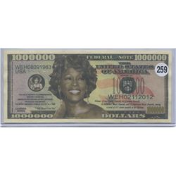 Whitney Houston Legends Series One Million Dollar Note