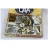 Image 2 : CIGAR BOX WITH COLLECTIBLE LIGHTERS POCKET KNIFE AND KEYS ETC