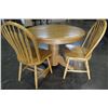 Image 2 : ROUND MAPLE DINING TABLE WITH TWO CHAIRS