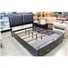 Image 1 : NEW 3-PIECE QUEENSIZE HOME ELEGANCE BEDFRAME WITH STORAGE DRAWERS INSET LEATHER HEADBOARD INCLUDES T