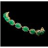Image 2 : 14KT Yellow Gold 20.25ctw Emerald and Diamond Bracelet