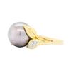 Image 2 : 18KT Yellow Gold 13.20mm Tahitian Pearl and Diamond Ring