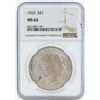 Image 1 : 1923 $1 Peace Silver Dollar Coin NGC MS63