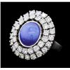 Image 2 : 14KT White Gold 8.10ct. Natural Blue Star Sapphire and Diamond Ring