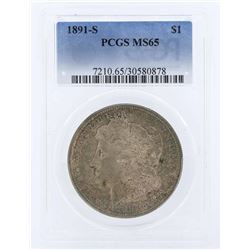 1891-S $1 Morgan Silver Dollar Coin PCGS MS65