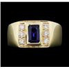 Image 1 : Men's 14KT Yellow Gold 1.40ct Sapphire and Diamond Ring