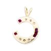 Image 2 : 10KT Yellow Gold 0.30ct Diamond and Ruby "C" Pendant