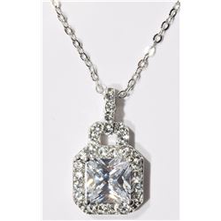 High Fashion Rhodium Plated Brass Crystal & Cubic Zirconia Necklace.
