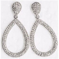 Rhodium Plated Brass Crystal Dangle Loop Earrings. Retail $149