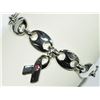 Image 2 : Breast Cancer Ribbon Bracelet with Pink Crystal.