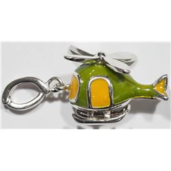 Sterling Silver Enamel Helicopter Charm. Retail $120