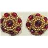 Image 1 : Hand Crafted Red and Gold Bead Earrings.