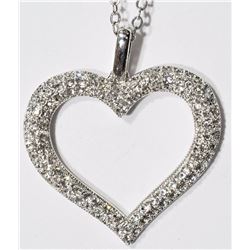 High Fashion Rhodium Plated Brass White Crystal Heart Necklace. Retail $89