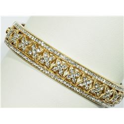 High Fashion Gold Coloured Metal and Crystal Elegant Floral Fashion Bracelet (Small Stones May Be Mi