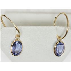 14kt Yellow Gold Tanzanite (3.60ct)Hoop Earrings Insurance Value $1800