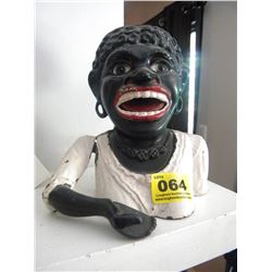 VINTAGE AMERICANA CAST IRON PIGGY BANK/APPROX 6" HIGH