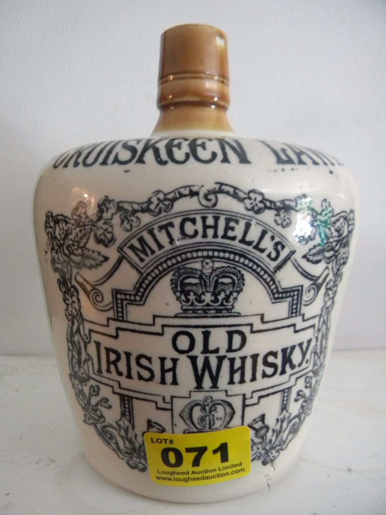 MELLING MIDLAND POTTERY OLD IRISH WHISKY JUG /APPROX 7" HIGH