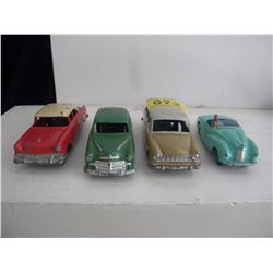 4 VINTAGE METAL TOY CARS