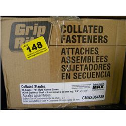 BOX OF GRIP RITE 18 GAGE NARROW COALLATED STAPLES