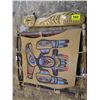 Image 1 : NATIVE LEATHER WALL HANGING/WOODEN CARVING BY ROGER GUSS