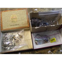 3 BOX OF MISC BUTTONS/KEYS/SLICED CRYSTAL