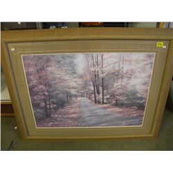 LARGE FRAMED SPRING COUNTRY SCENE PRINT (46X36")