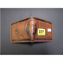 NEW BROWN LEATHER AMERICAN 100 DOLLAR BILL WALLET