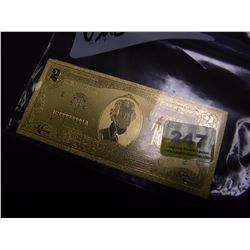 24K GOLD FOIL AMERICAN 2 DOLLAR COLLECTIBLE BILL