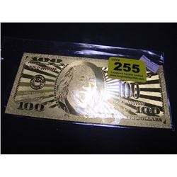 24K GOLD FOIL AMERICAN 100 DOLLAR COLLECTIBLE BILL