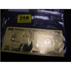 24K GOLD FOIL AMERICAN 10 DOLLAR COLLECTIBLE BILL