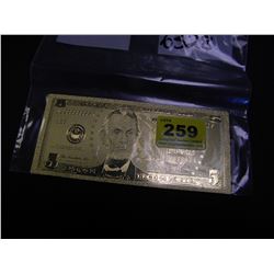 24K GOLD FOIL AMERICAN 5 DOLLAR COLLECTIBLE BILL