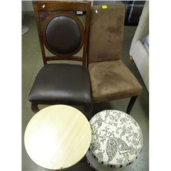2 MIX MATCH DINING CHAIRS/2 END TABLES