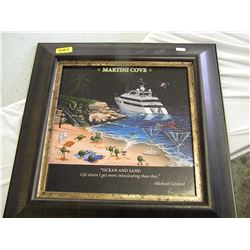 FRAMED 17X17" OCEAN & SAND PRINT BY MICHAEL GODDARD