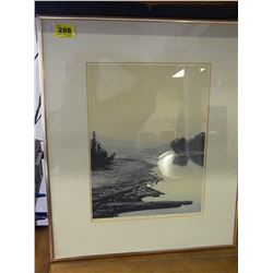 FRAMED VINTAGE 18X21" KOOTNEY LAKE L.E.P. BY HUBERT VANDREMMELEN