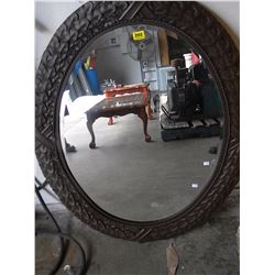 LARGE METAL FRAMED BEVELED MIRROR