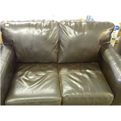 BROWN LEATHER LOVE SEAT