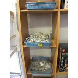 3 TRAYS OF DOG TAGS/SWIMMING GOGGLES/ALFIES