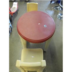 CHILDS PLASTIC PLAY TABLE AND 2 CHAIRS