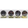 Image 1 : SET OF 4 NHL INCASED HOCKEY PUCKS ON STAND