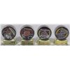 Image 1 : SET OF 4 NHL INCASED HOCKEY PUCKS ON STAND
