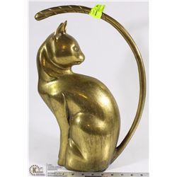 DOLBI CASHIER BRASS CAT STATUE W/ARCHING TAIL