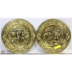PAIR OF VINTAGE BRASS WALL PLATES 14”