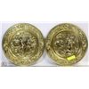 Image 1 : PAIR OF VINTAGE BRASS WALL PLATES 14”