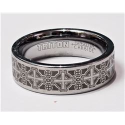 #14-TUNGSTEN CARBIDE MEN'S CROSS PATTERN RING