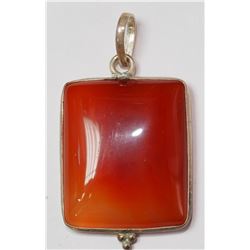 #20-STERLING SILVER RED ONYX LARGE PENDANT